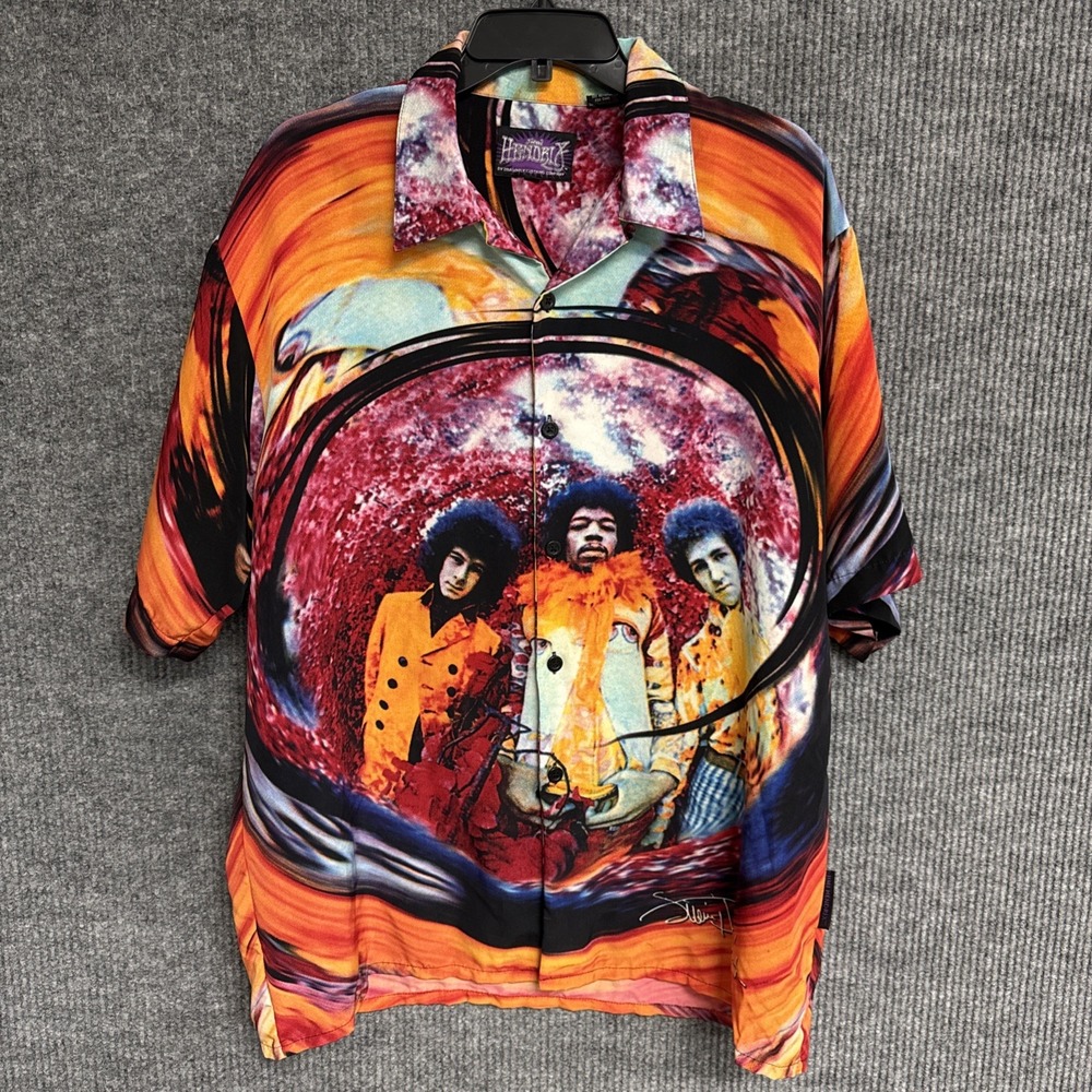 Jimi Hendrix Dragonfly Button Up Shirt ARE YOU EXPERIENCED Album Art Size Large